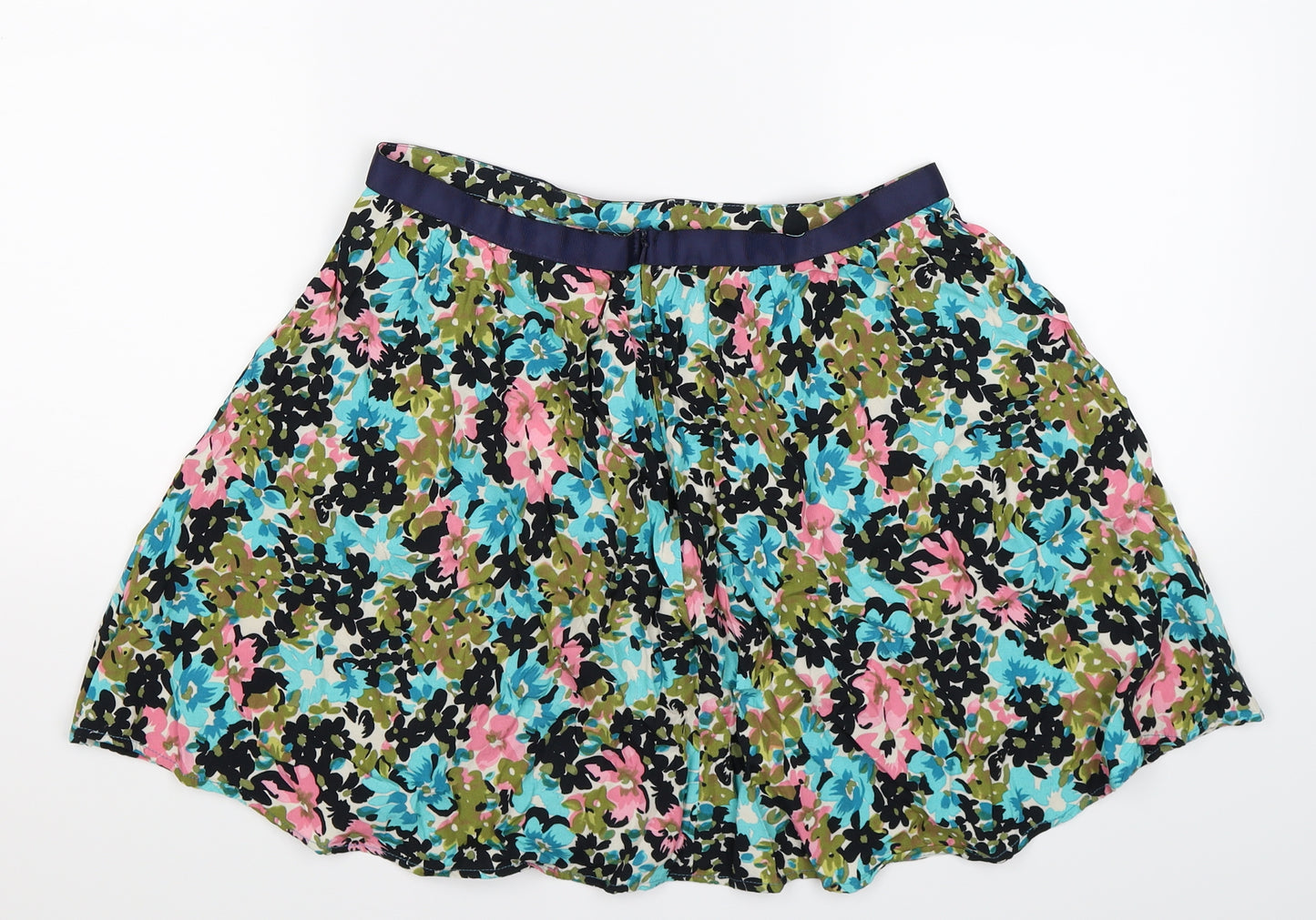 Topshop Womens Blue Floral  Flare Skirt Size 12