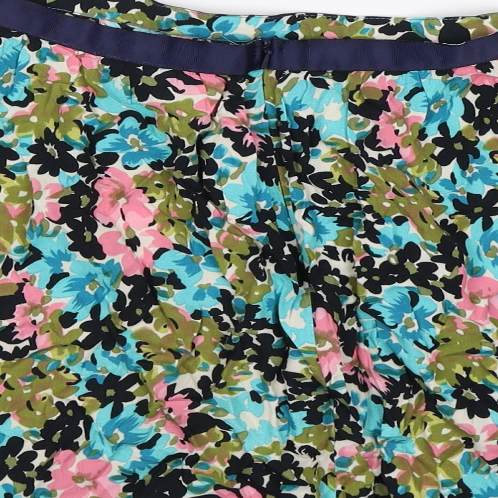 Topshop Womens Blue Floral  Flare Skirt Size 12