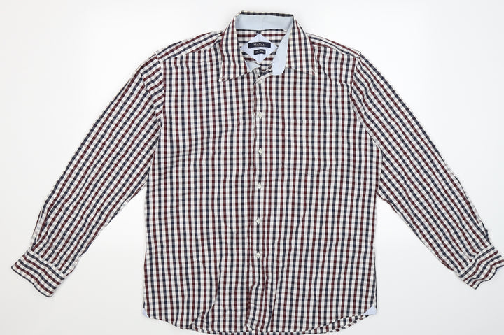 MCNEAL Mens Blue Check   Button-Up Size L
