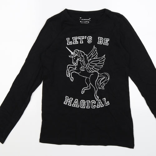 Primark Girls Black   Pullover Jumper Size 12-13 Years  - magical unicorn