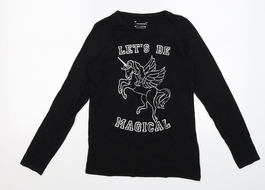 Primark Girls Black   Pullover Jumper Size 12-13 Years  - magical unicorn