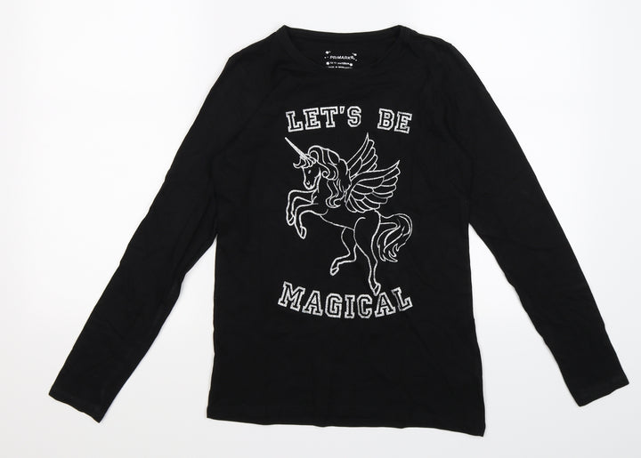 Primark Girls Black   Pullover Jumper Size 12-13 Years  - magical unicorn