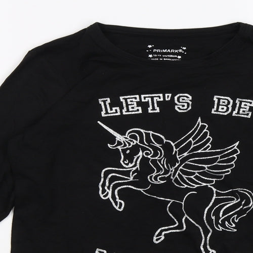 Primark Girls Black   Pullover Jumper Size 12-13 Years  - magical unicorn