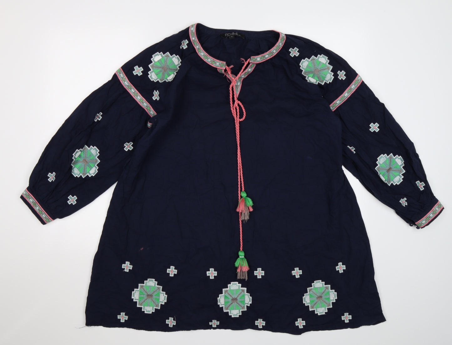 RD+Kokio Womens Blue Geometric  Kaftan  Size L  - Boho