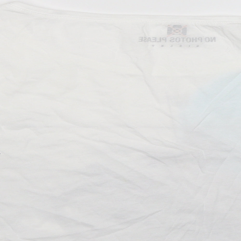 Sisley Womens White   Cropped T-Shirt Size M  - bicycle