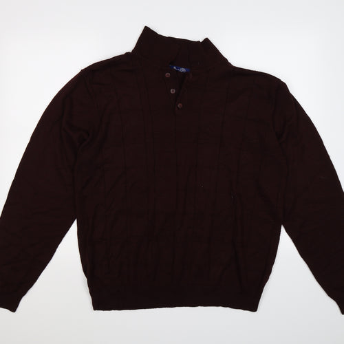 BHS Mens Brown Check Knit Pullover Jumper Size XL