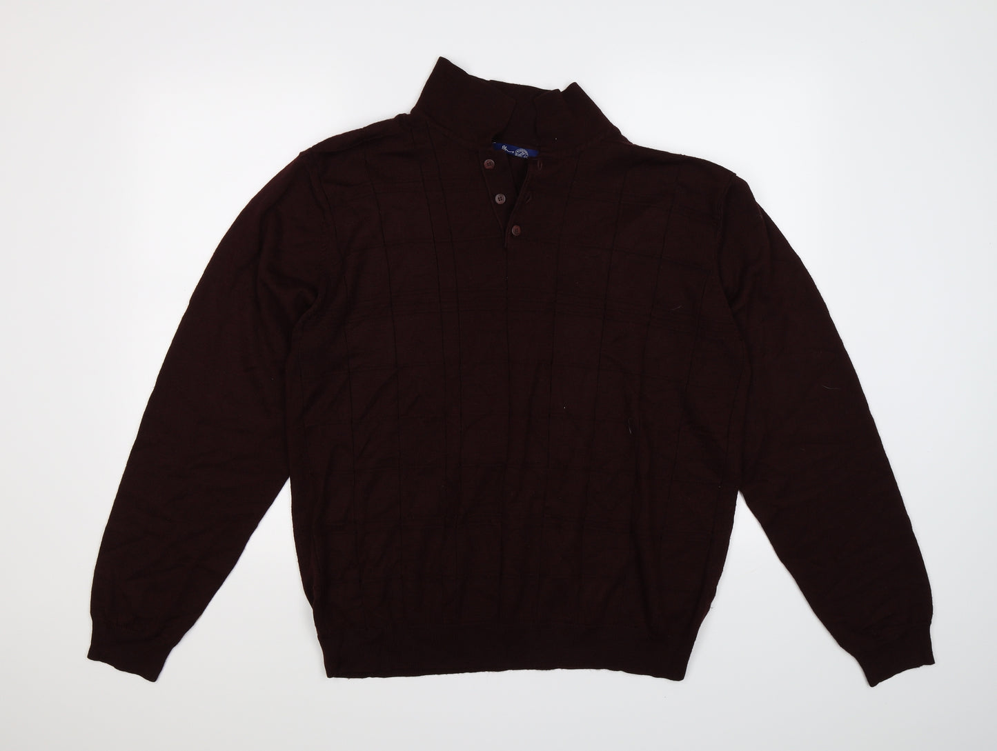 BHS Mens Brown Check Knit Pullover Jumper Size XL