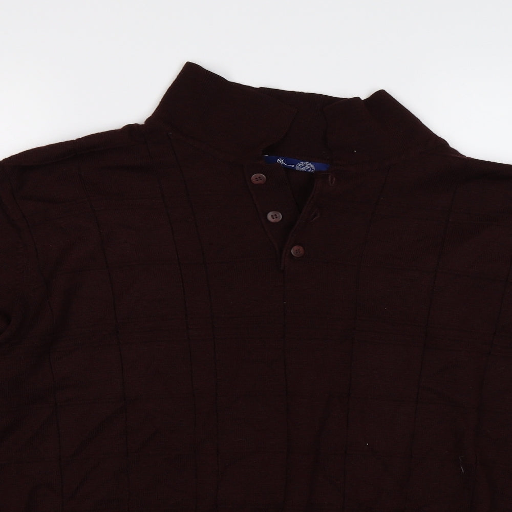 BHS Mens Brown Check Knit Pullover Jumper Size XL