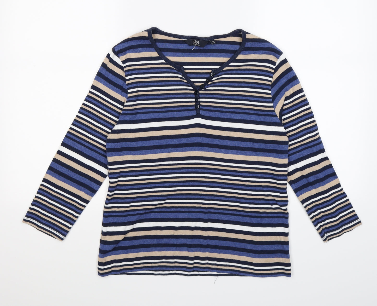 isle Womens Blue Striped  Tunic T-Shirt Size M