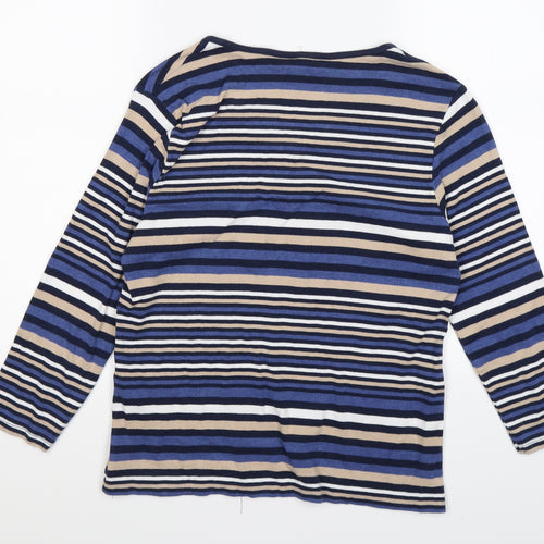 isle Womens Blue Striped  Tunic T-Shirt Size M