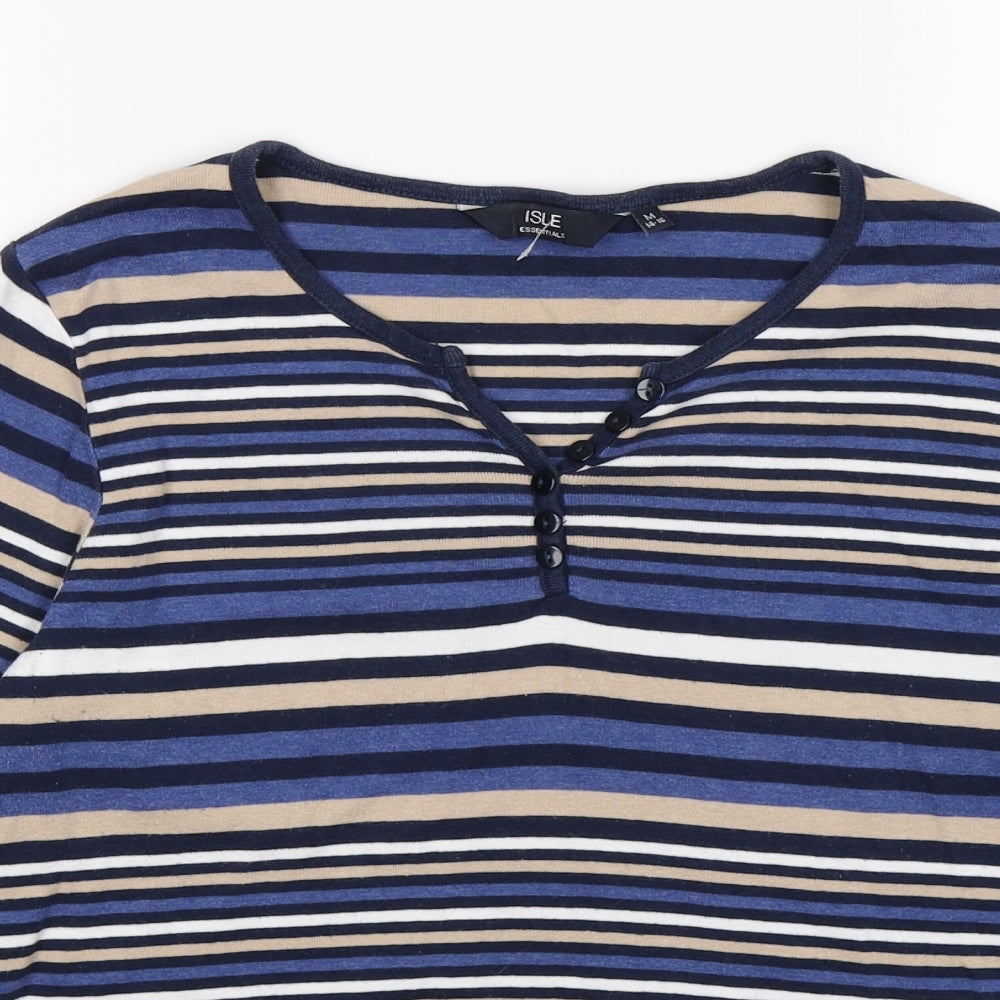 isle Womens Blue Striped  Tunic T-Shirt Size M
