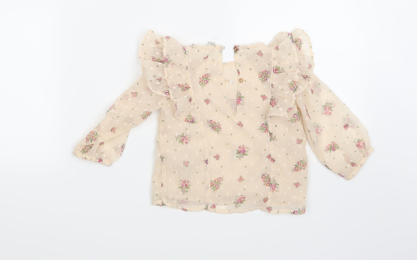 River Island Girls Beige Floral  Pullover Blouse Size 12-18 Months