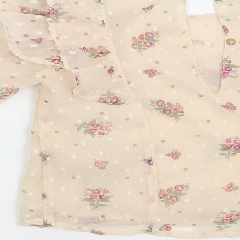 River Island Girls Beige Floral  Pullover Blouse Size 12-18 Months