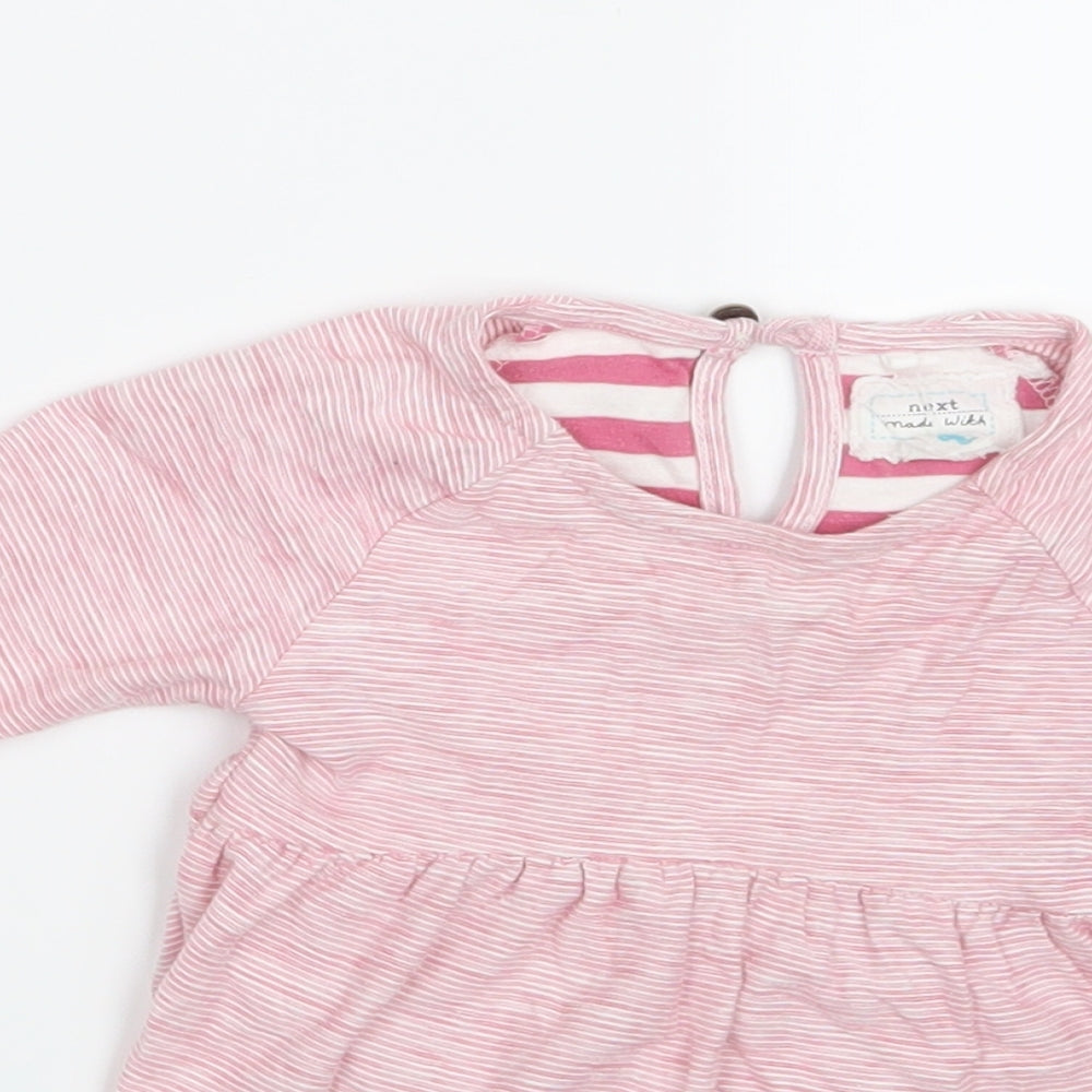 NEXT Girls Pink Striped  Pullover Blouse Size 3-6 Months