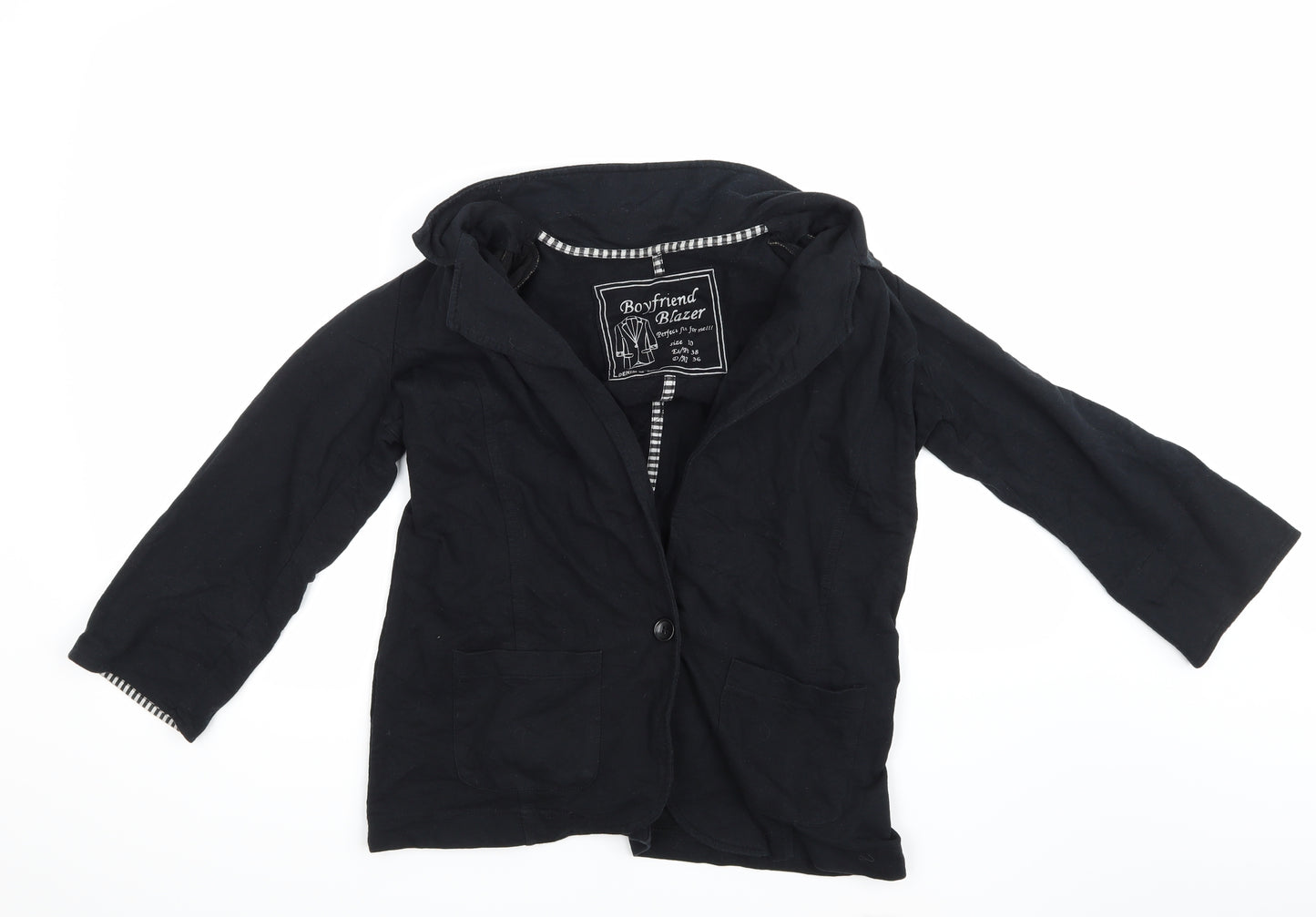 Denim & Co. Womens Black   Overcoat Blazer