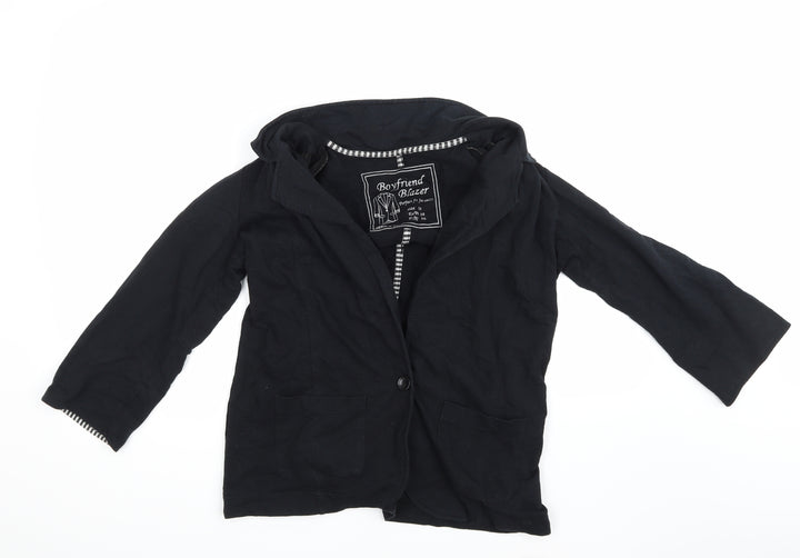 Denim & Co. Womens Black   Overcoat Blazer