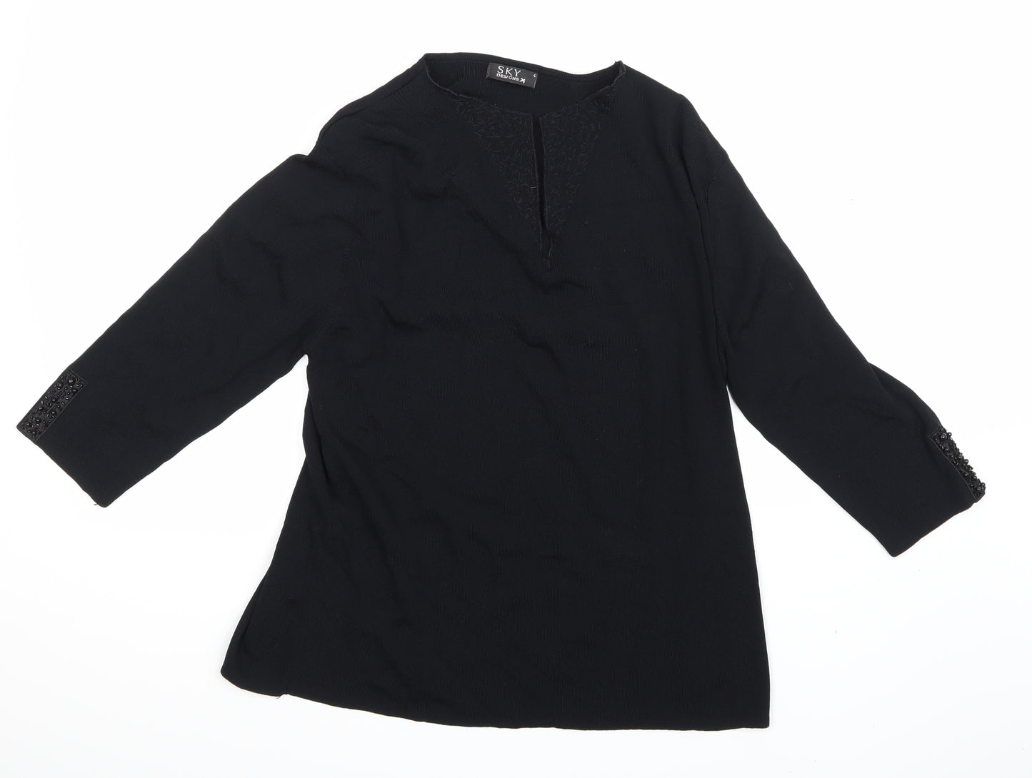 Sky Womens Black   Jersey Blouse Size 4