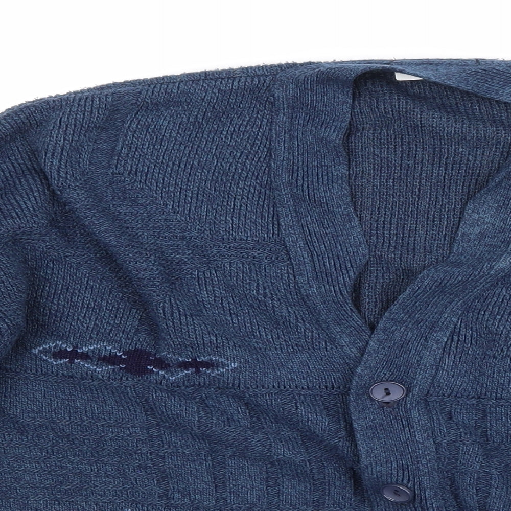 nobel Mens Blue Argyle/Diamond  Cardigan Jumper Size M