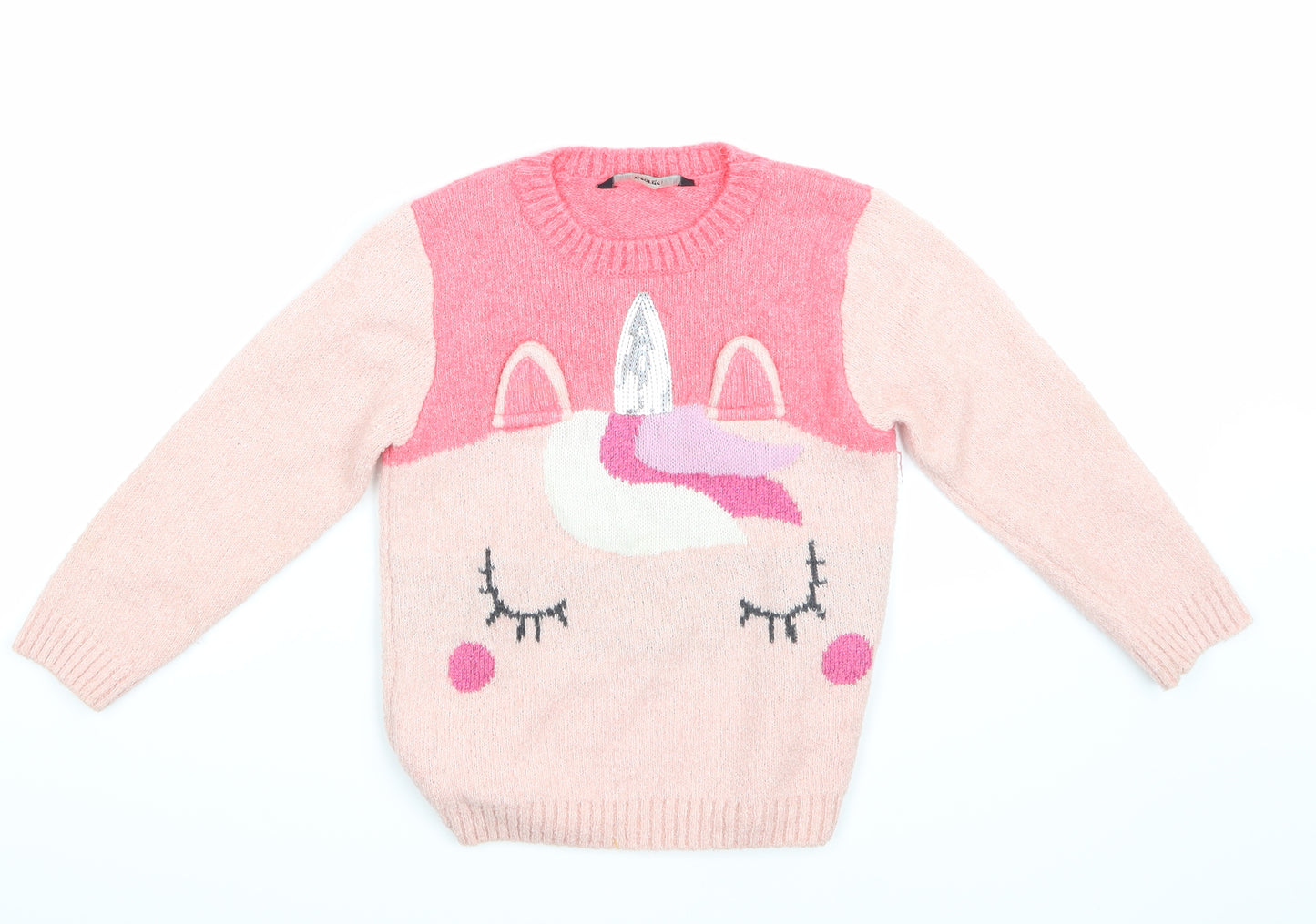 George Girls Pink   Pullover Jumper Size 4-5 Years  - unicorn