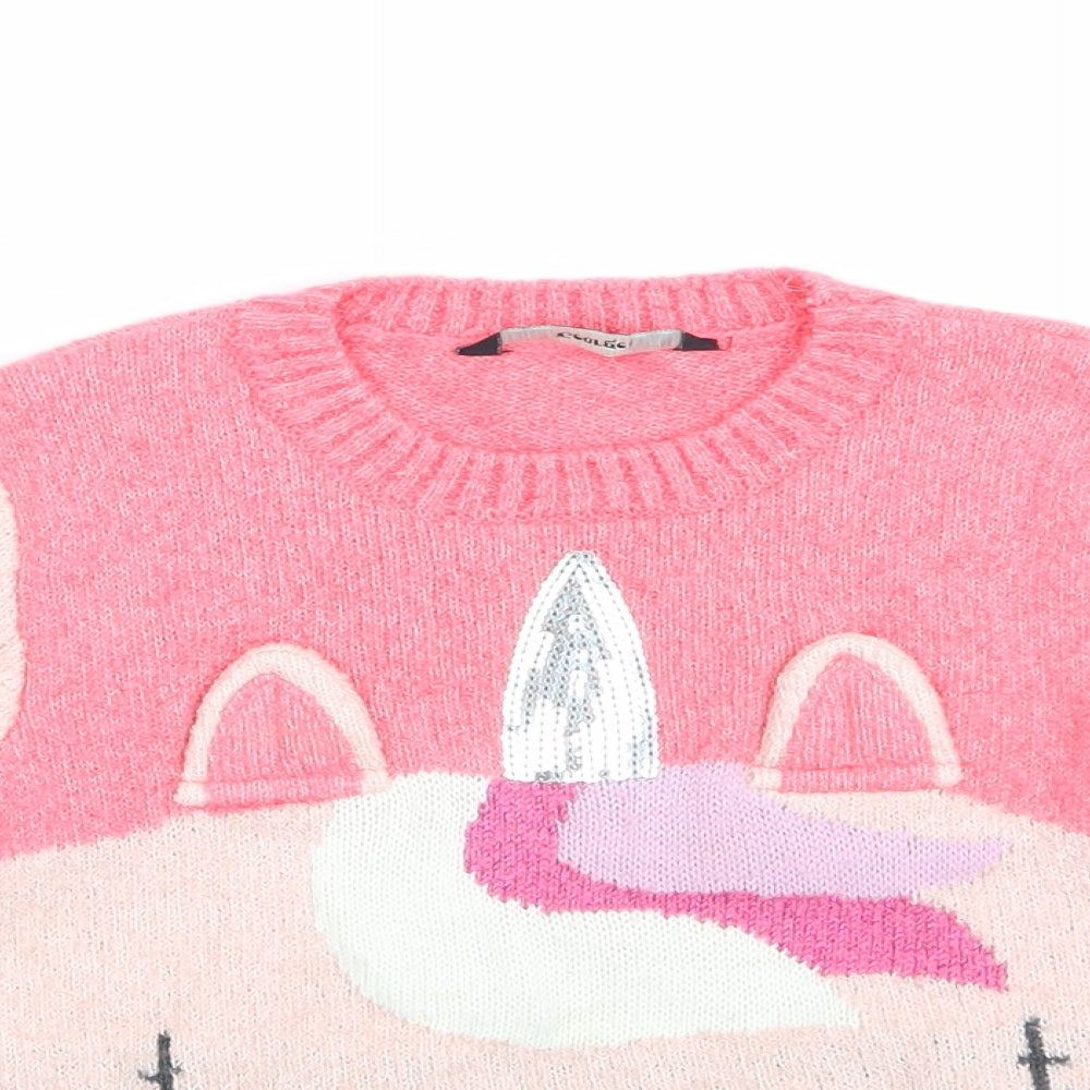 George Girls Pink   Pullover Jumper Size 4-5 Years  - unicorn
