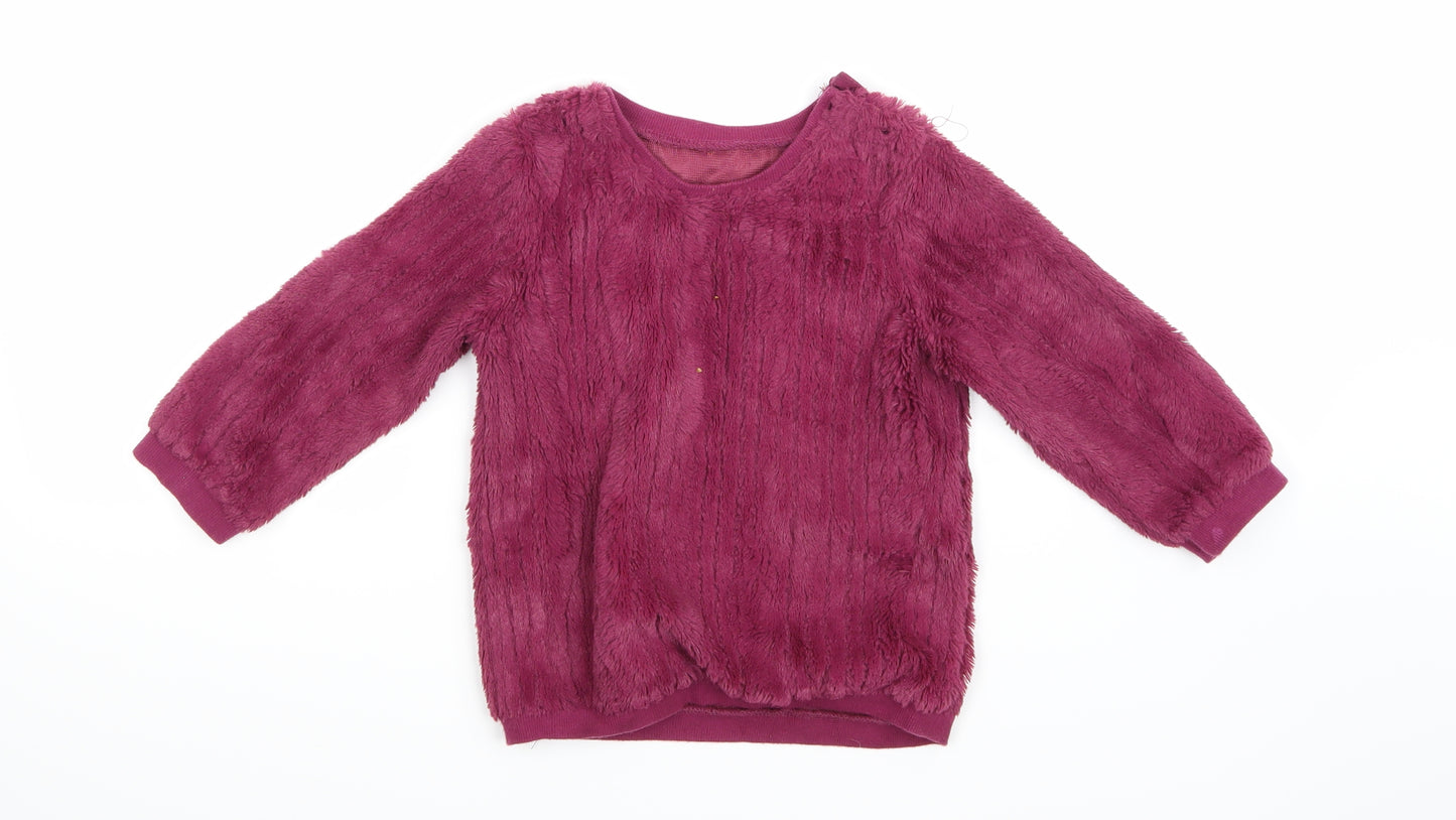 Preworn Girls Purple   Pullover Jumper Size 3-4 Years