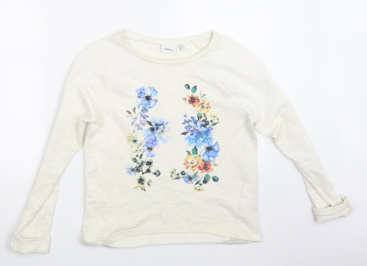 next  Womens Beige Floral  Pullover Sweatshirt Size 6