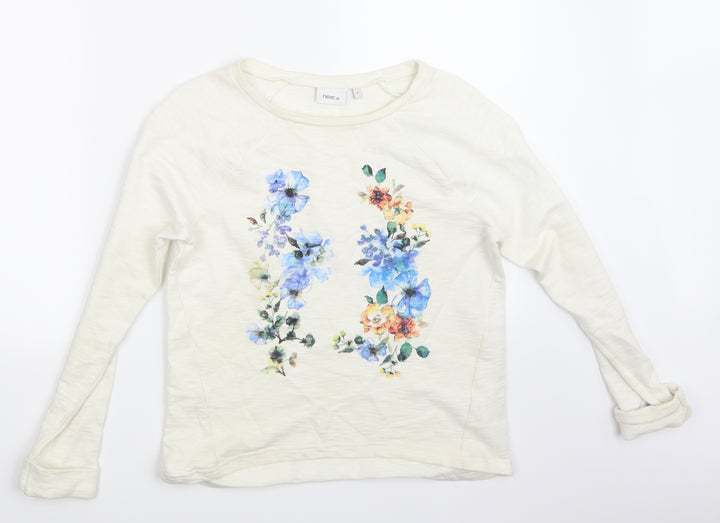 next  Womens Beige Floral  Pullover Sweatshirt Size 6