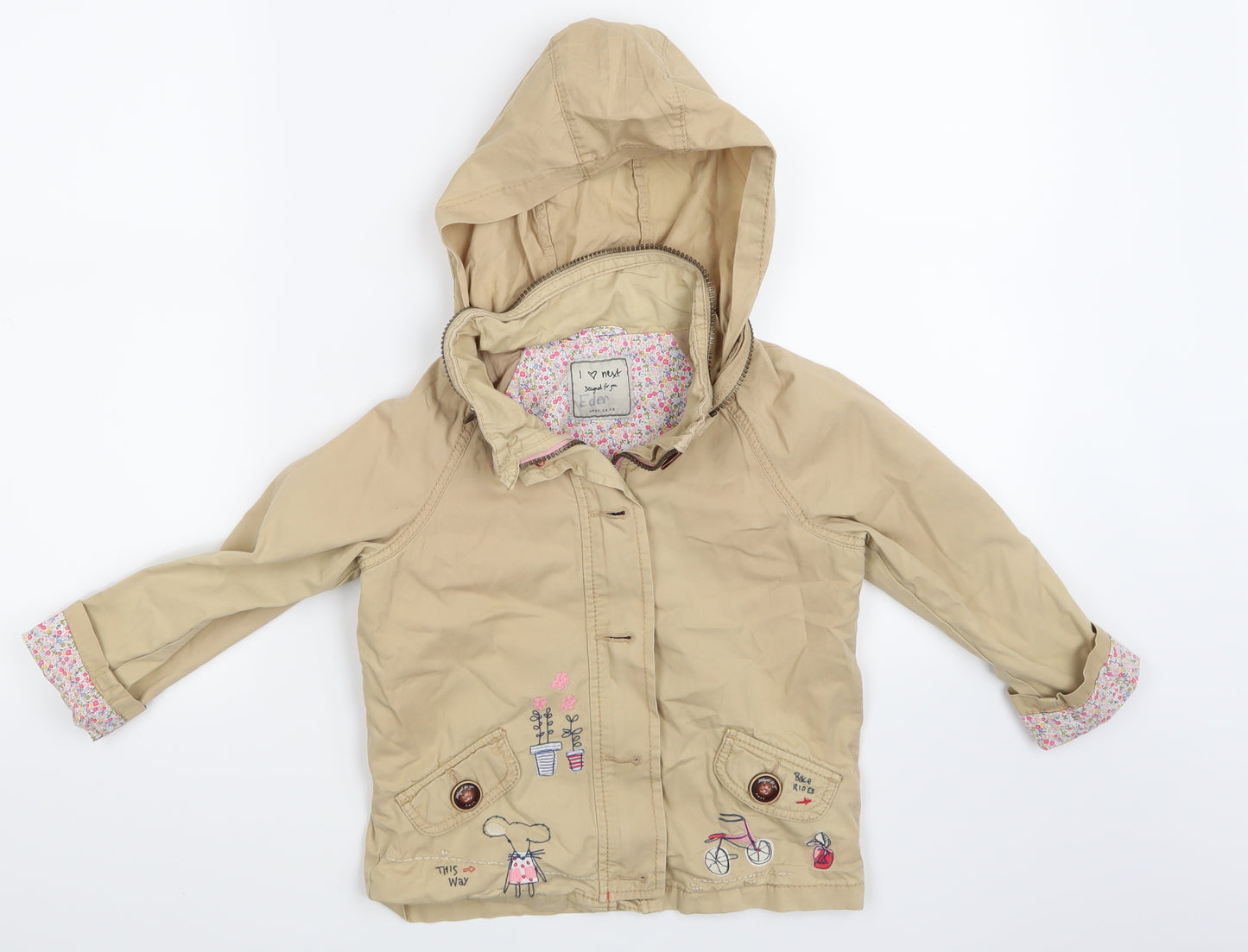 NEXT Girls Beige   Overcoat Coat Size 4-5 Years