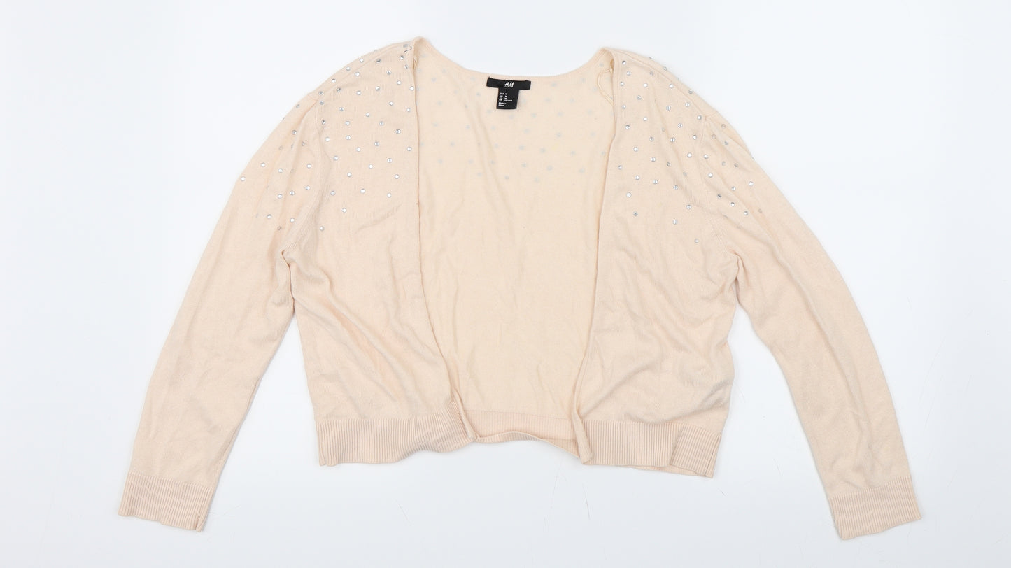 H&M Womens Pink   Cardigan Jumper Size M  - Rhinestone Detail