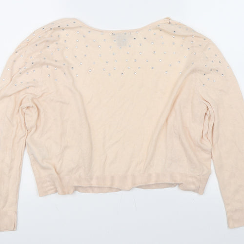 H&M Womens Pink   Cardigan Jumper Size M  - Rhinestone Detail