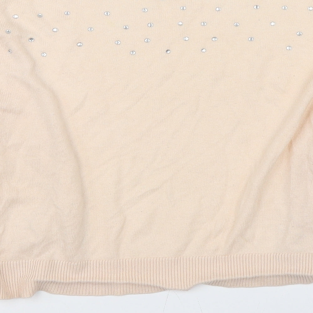 H&M Womens Pink   Cardigan Jumper Size M  - Rhinestone Detail