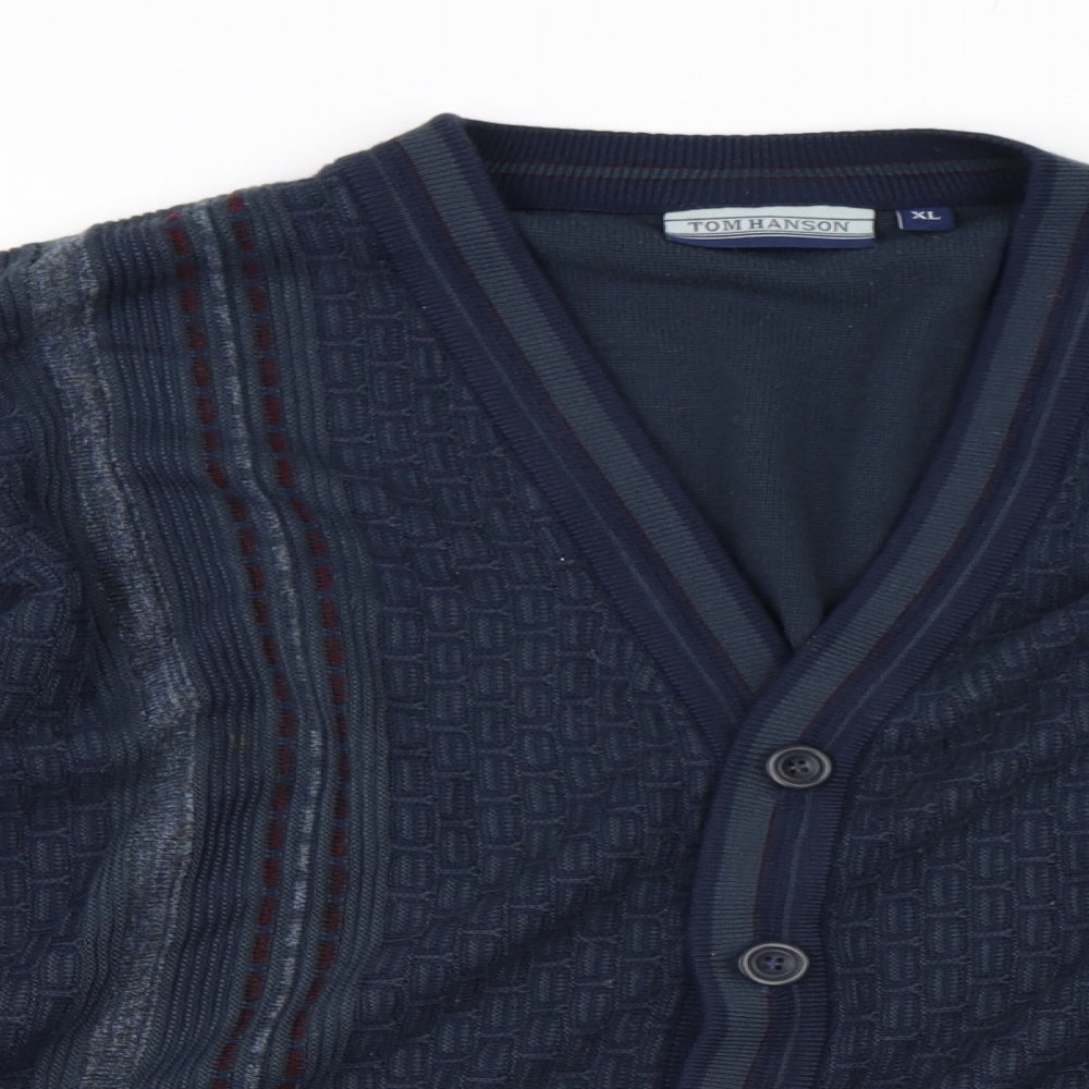 Tom Hanson Mens Blue Striped  Cardigan Jumper Size XL