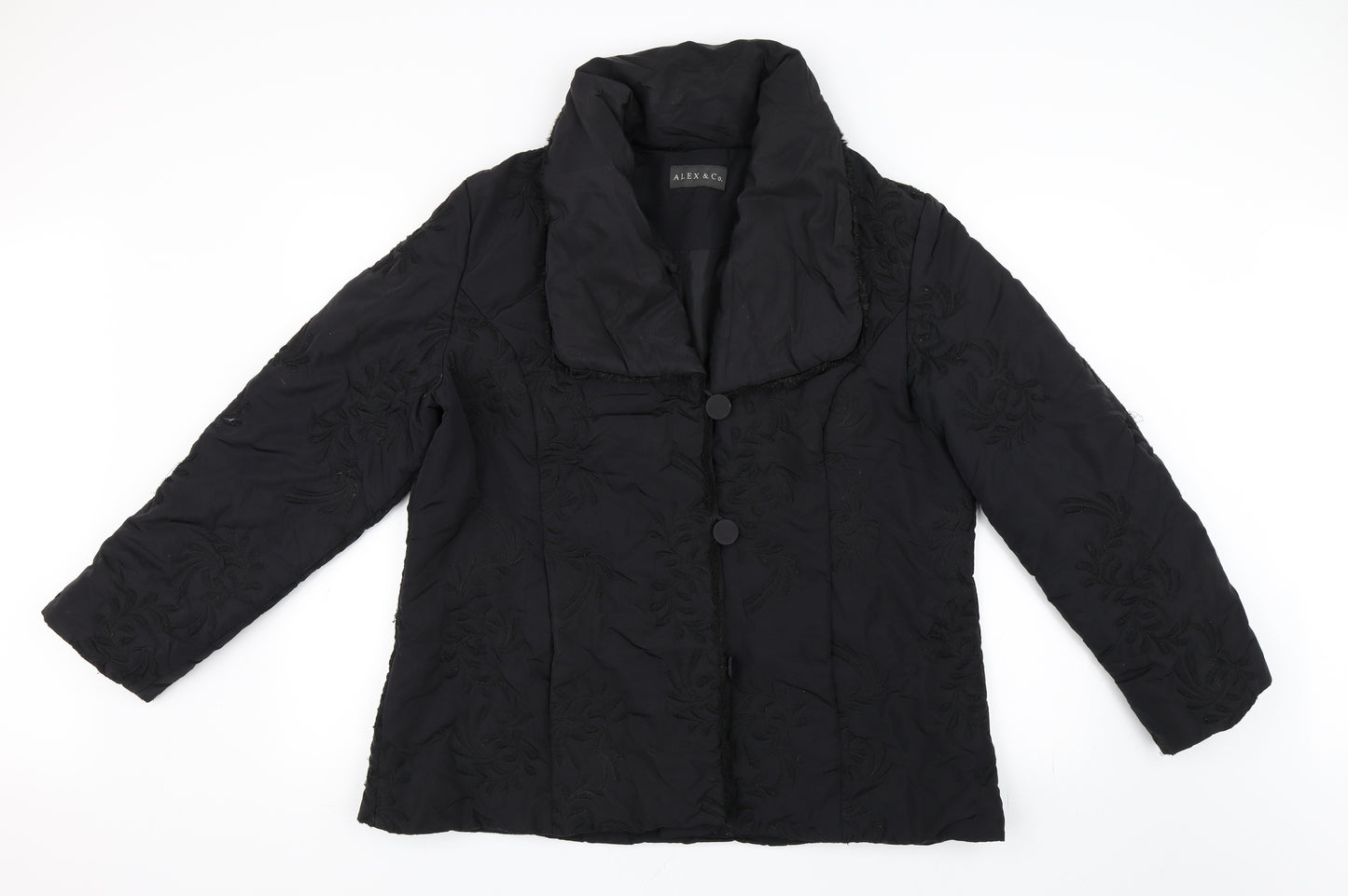 Alex & Co Womens Black Floral  Jacket Coat Size 18