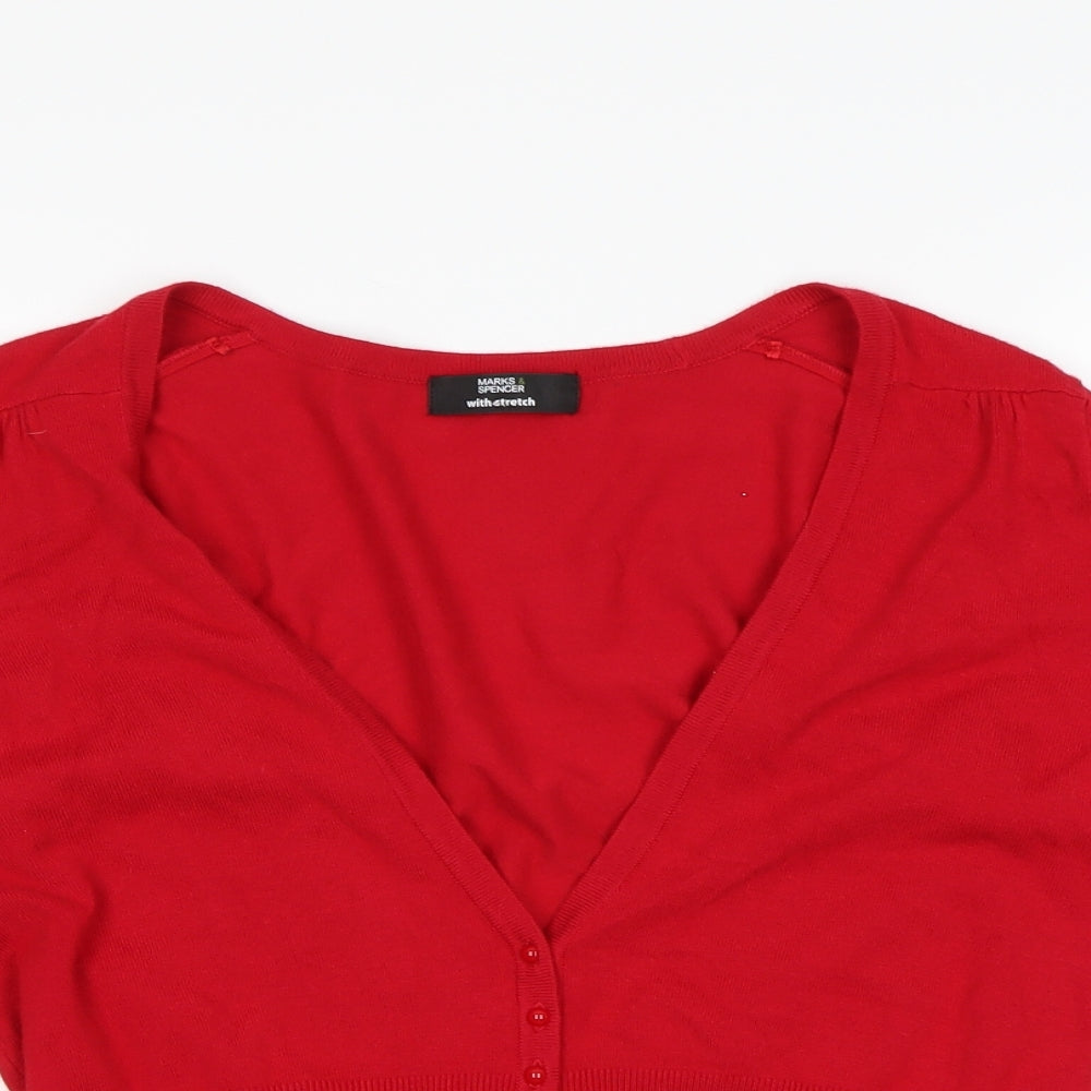 Marks and Spencer Womens Red   Cardigan Jumper Size 12