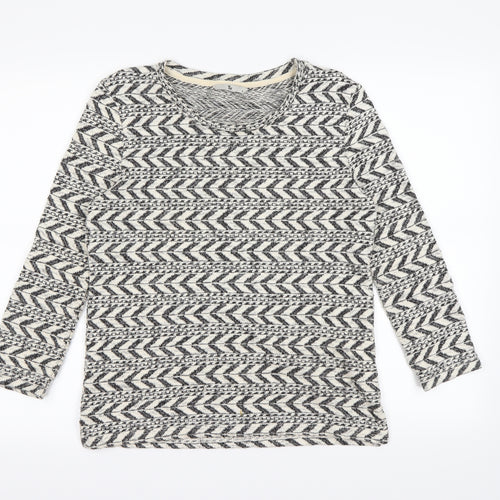 TU Womens Beige Geometric  Pullover Jumper Size 8