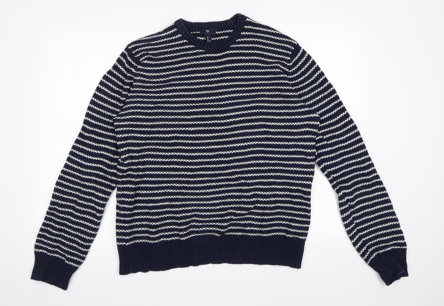 Gap Mens Blue Striped  Pullover Jumper Size L