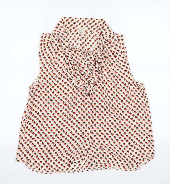 H&M Womens Red Colourblock Basic Blouse Size 6