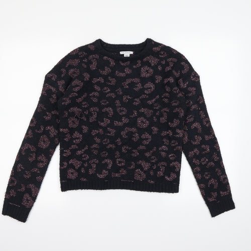 Primark Girls Black Animal Print  Pullover Jumper Size 12-13 Years