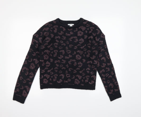 Primark Girls Black Animal Print  Pullover Jumper Size 12-13 Years