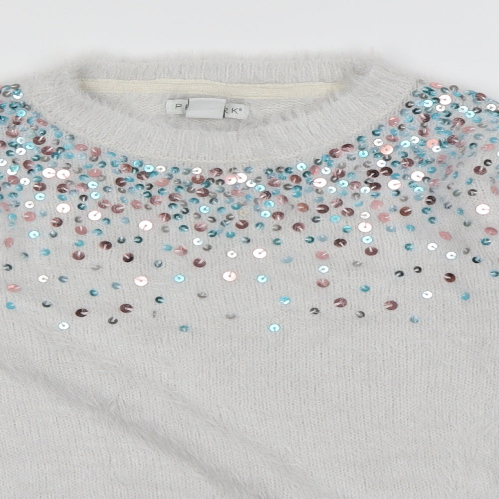 Primark Girls White   Pullover Jumper Size 4-5 Years