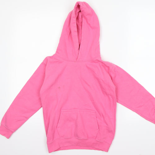 Awdis Girls Pink   Pullover Hoodie Size 7-8 Years