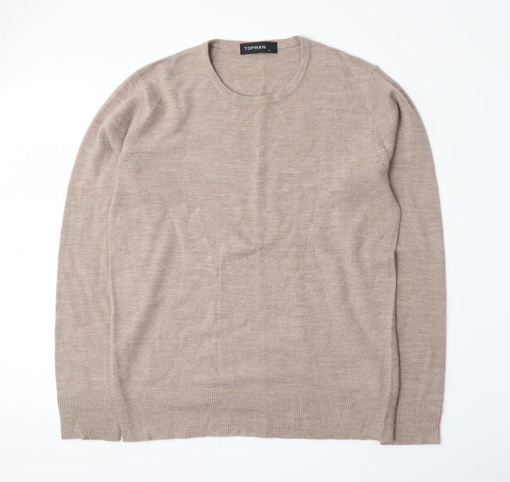Topman Mens Beige Knit Pullover Jumper Size L