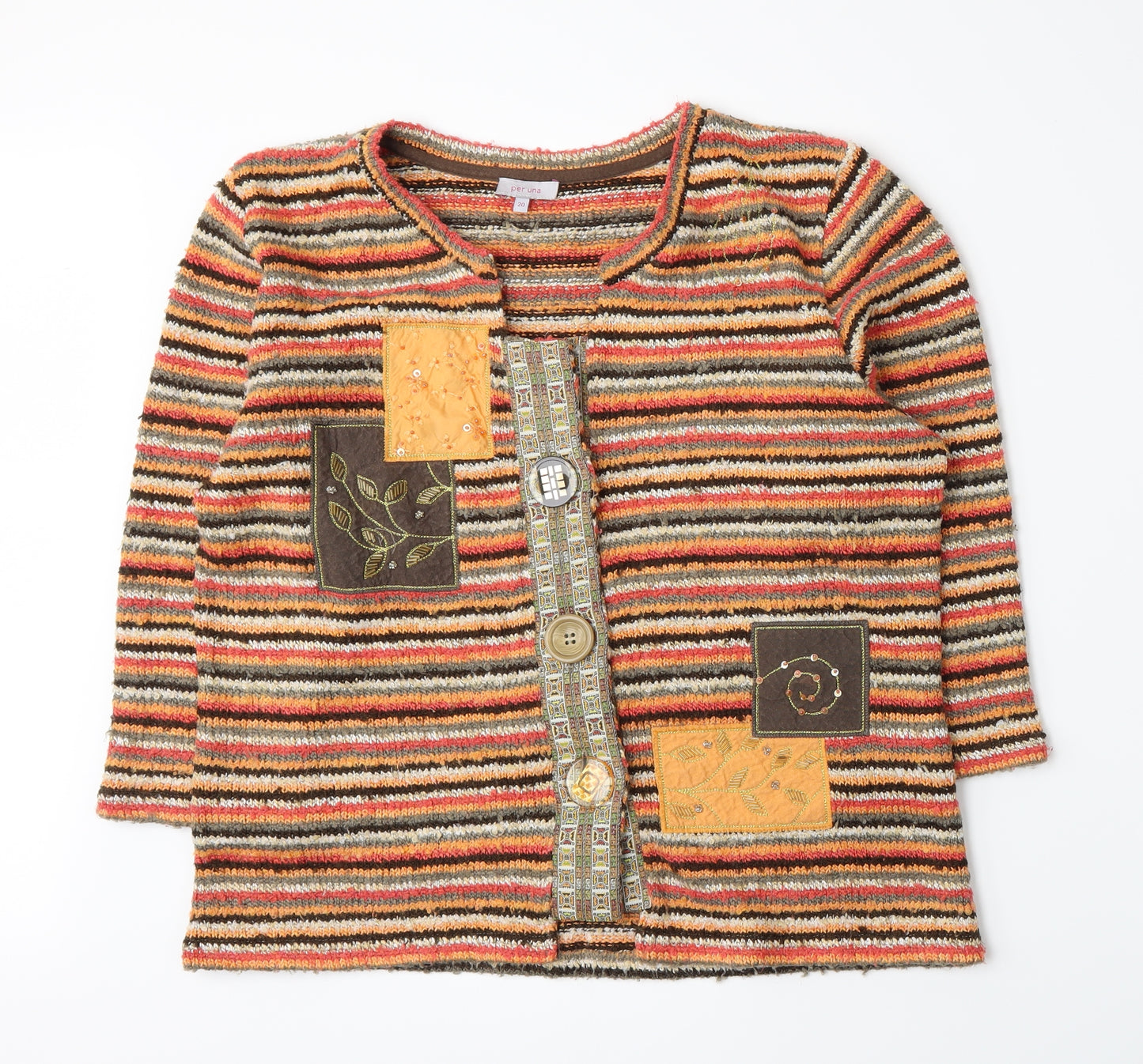 Per Una Womens Orange Striped  Cardigan Jumper Size 20