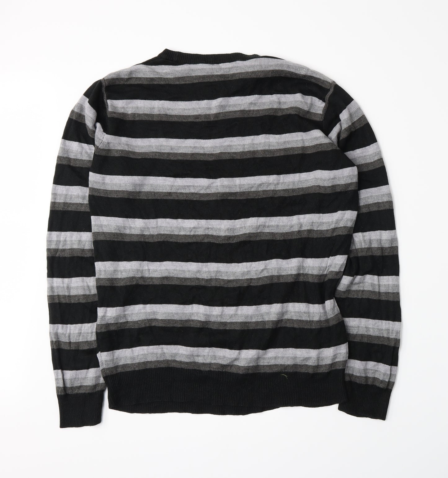 Cedar Wood State Mens Grey Striped Knit Pullover Jumper Size M