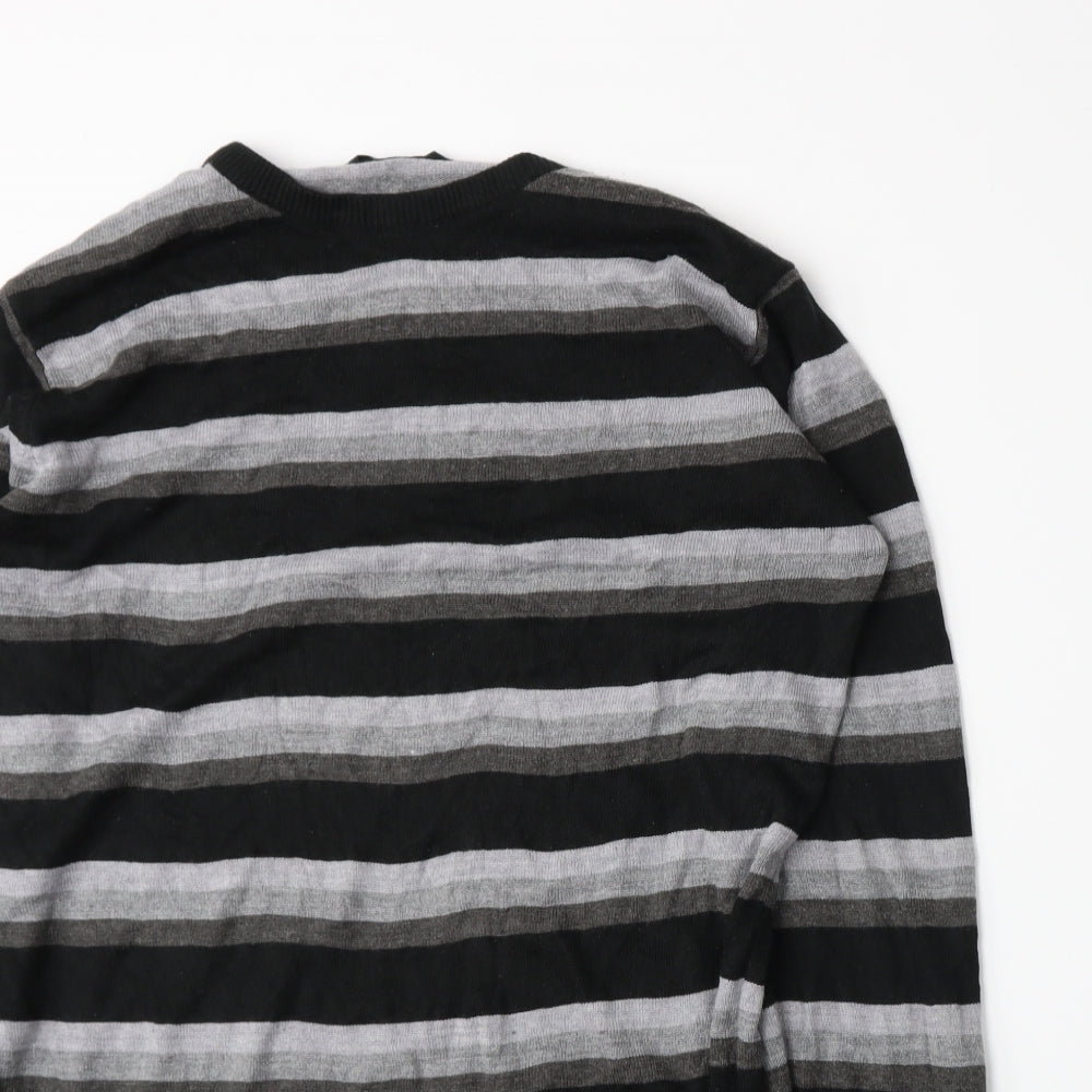 Cedar Wood State Mens Grey Striped Knit Pullover Jumper Size M