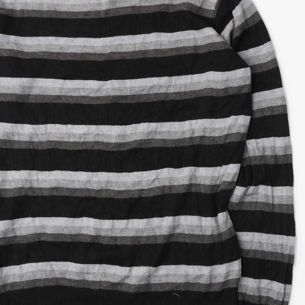 Cedar Wood State Mens Grey Striped Knit Pullover Jumper Size M