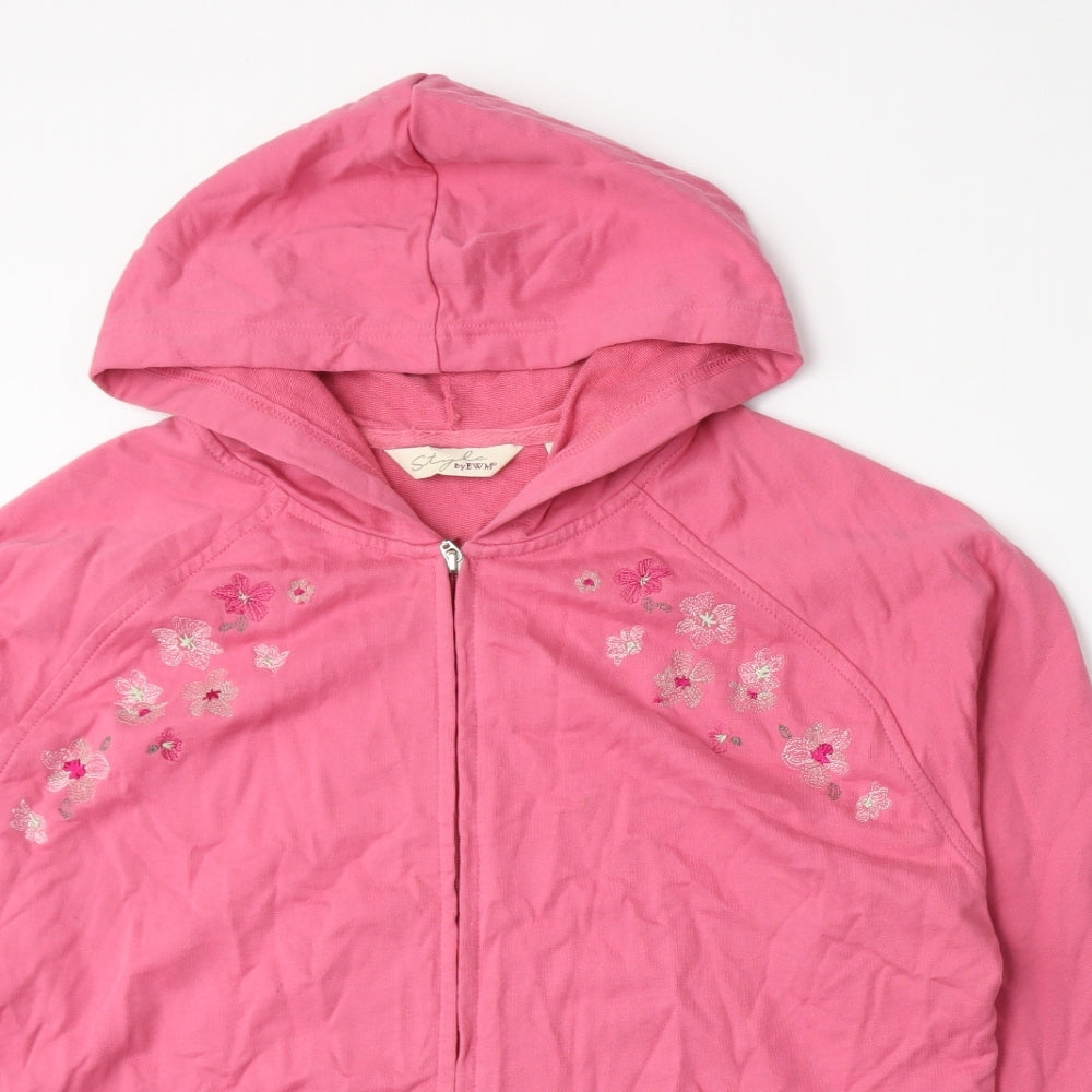 EWM Womens Pink  Jersey Full Zip Hoodie Size L