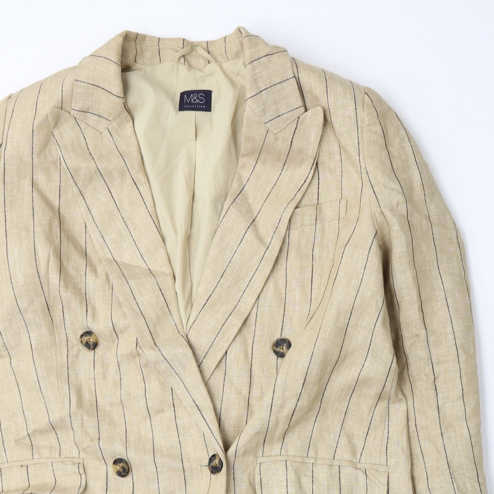 Marks and Spencer Womens Beige Pinstripe  Jacket Suit Jacket Size 16