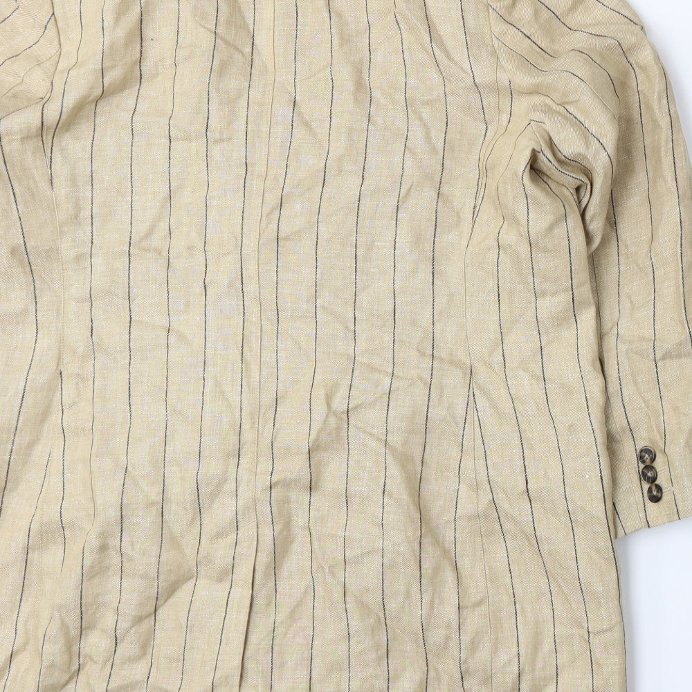 Marks and Spencer Womens Beige Pinstripe  Jacket Suit Jacket Size 16