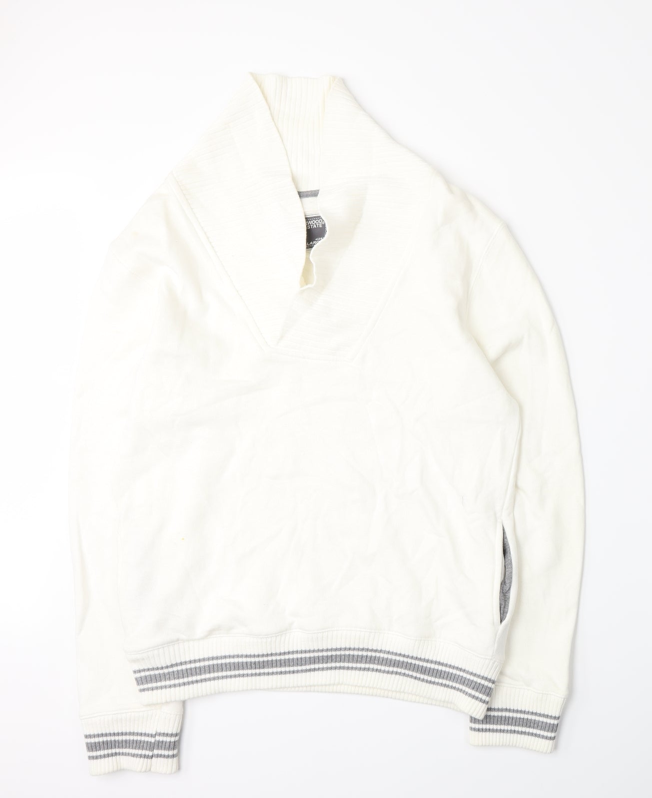 Cedar Wood State Womens White  Jersey Pullover Sweatshirt Size L